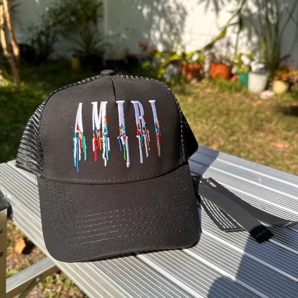 AMIRI MESH TRUCKER HAT RAINBOW PAINT DRIP NWT